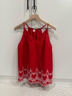 Red Embroidered Tassel Tank Old Navy Women’s Size Small